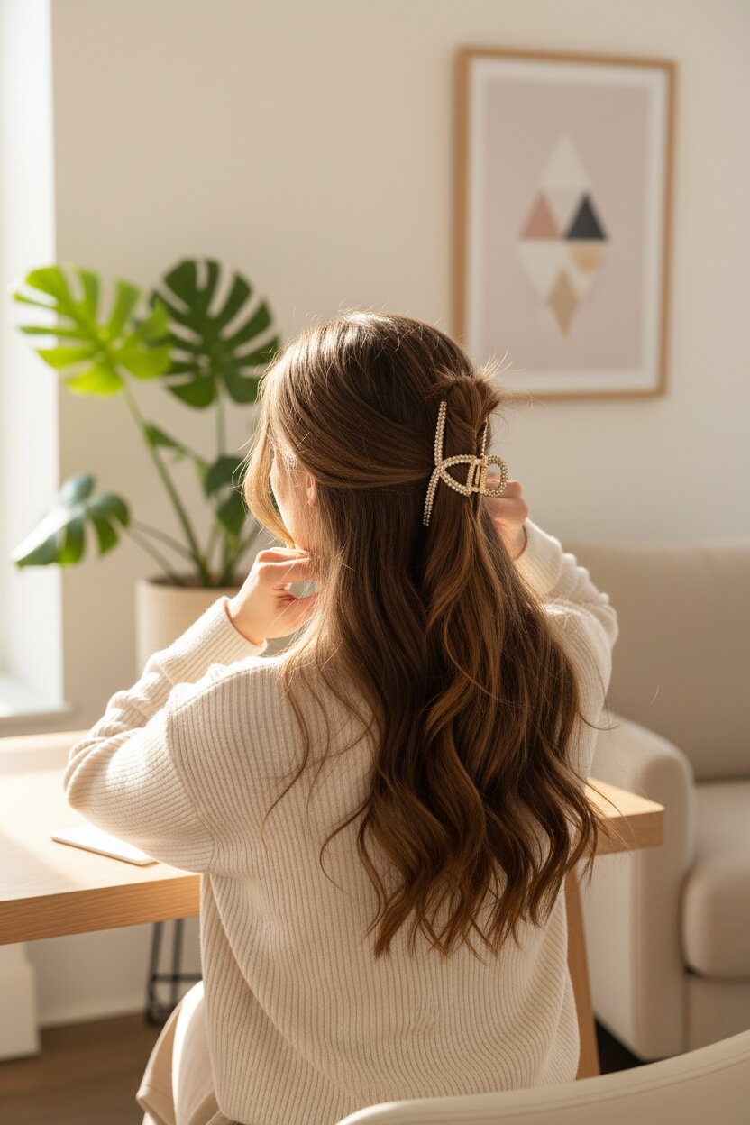 Assortment of VORALIE sparkle clips and hair accessories displayed in elegant packaging